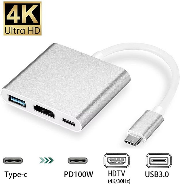 BRYNTHORX 3-in-1 USB-C-Hub mit HDMI und USB 3.0 Konverter für Macbook und Laptop in Schwarz, Grau oder Silber - Bild 1