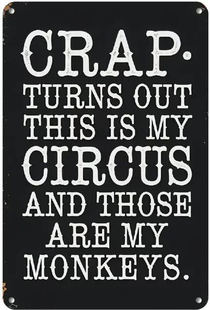 HEMITONG Vintage Metallblechschild This Is My Circus And These Are My Monkeys Retro Wanddeko für Mama und Mutter, B/H: 20 x 30 cm - Bild 1