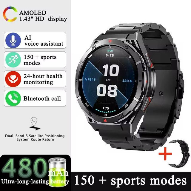 LEADOYS Smartwatch, GPS, Bluetooth, Schwarz, Herren - Bild 1