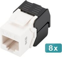 Digitus RJ45 Keystone CAT 6 Einbaumodul Ethernet LAN ungeschirmt, 8er Pack, Weiß - Bild 1
