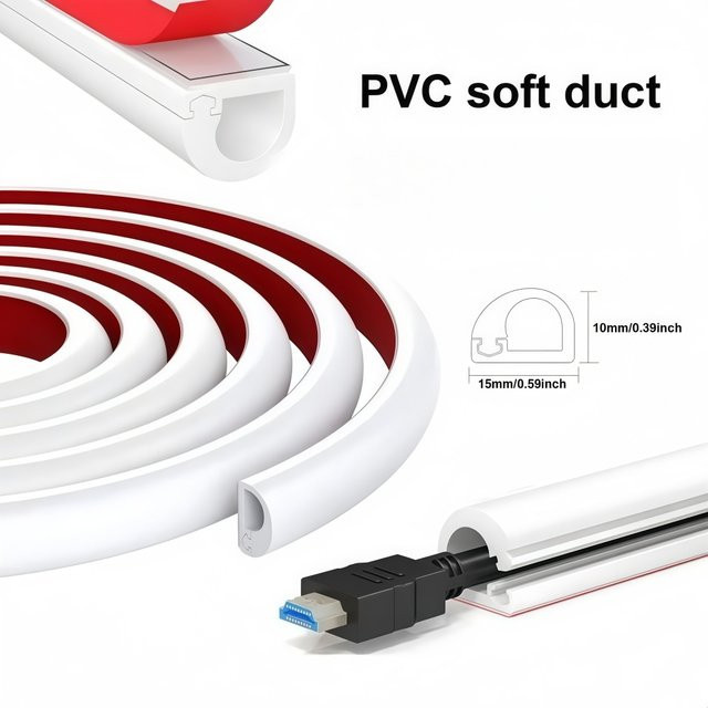 Selbstklebender und feuerfester Kabelkanal aus PVC für dein Kabelmanagement, Weiß - Bild 1