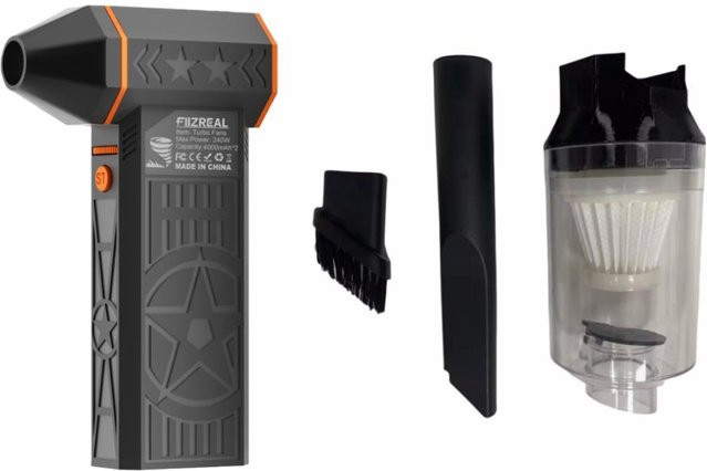 Fiizreal X50 Bürstenloser Turbo-Ventilator 240W mit 8000mAh Dual-Akku und Magnetischer Düse in Schwarz - Bild 1