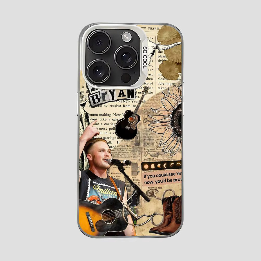 Singer Z-Zach B-Bryan Stoßfeste Hülle für iPhone 11 bis iPhone 17 Pro Max in Silber und Multicolour - Bild 6