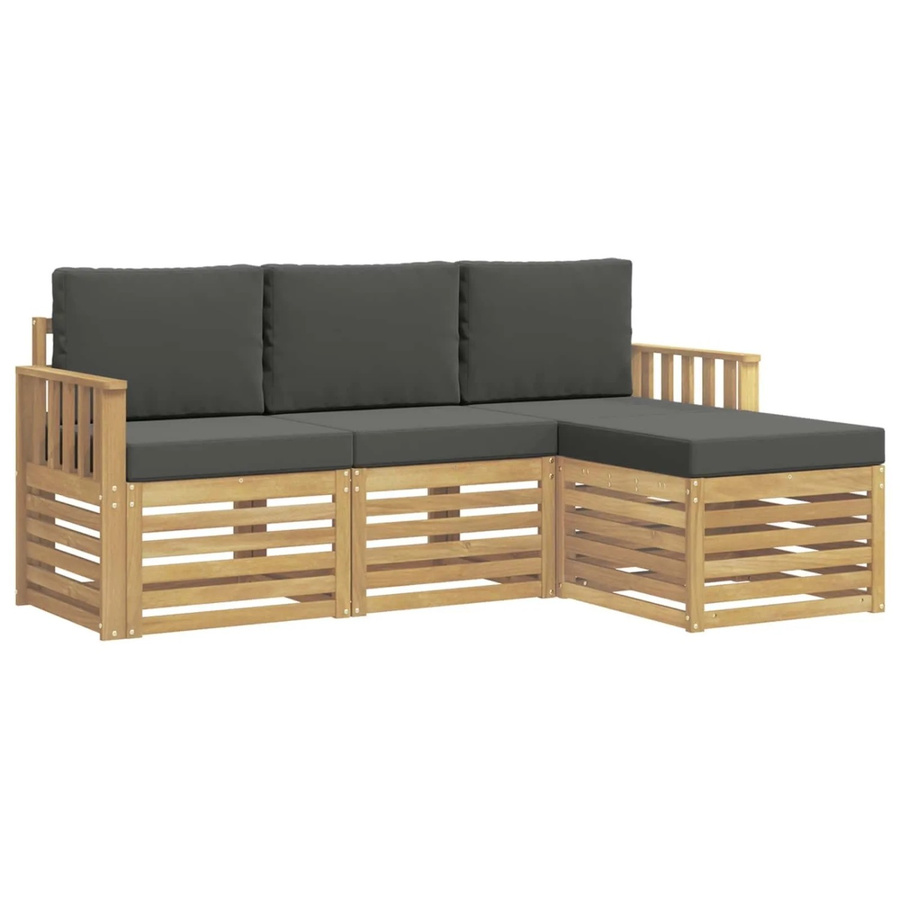 vidaXL Outdoor-Sofagarnitur 4-teilig aus Akazienholz in Anthrazit und Weiß mit Sitz- und Rückenkissen - Bild 2
