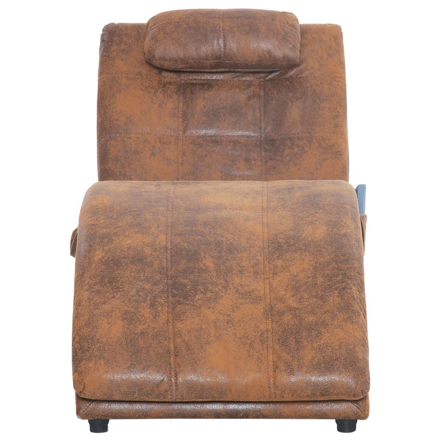 vidaXL Massage Chaiselongue mit Kissen in Braun aus Kunstwildleder mit ergonomischer Kurve und motorisierter Liegefunktion, B/T/H: 142 x 73 x 55 cm - Bild 4