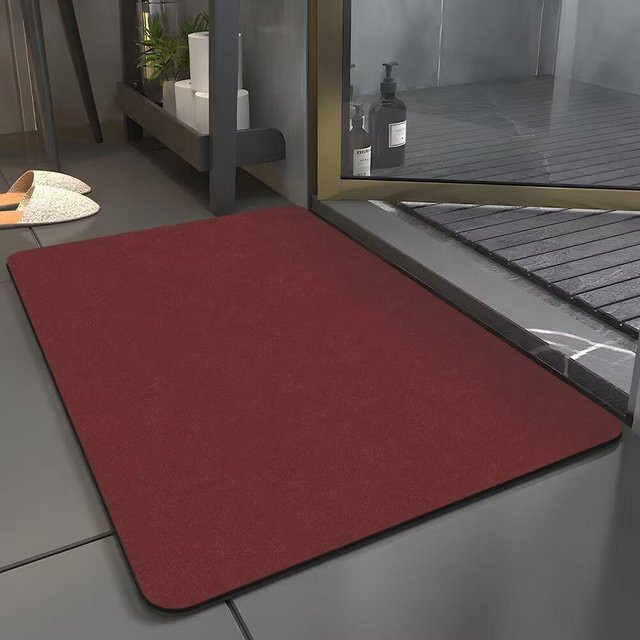 Rutschfeste Badezimmer-Fußmatte von Yiran Furniture aus Kieselalgen-Schlamm, schnelltrocknend und waschbar, Farbe: Rot, B/B: 50 x 80 cm - Bild 1