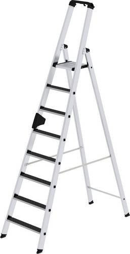 MUNK Günzburger Steigtechnik Aluminium Stehleiter Clip-Step R13 Silber mit 8 Stufen und 4m Arbeitshöhe - Bild 1
