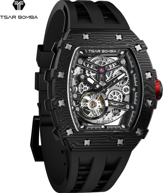 TSAR BOMBA Armbanduhr, Carbon Fiber, Automatik, Schwarz, Herren - Bild 1