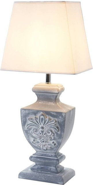 POCOline Tischleuchte Kalista in Weiß, Grau und Holz mit E27 Fassung, B/H: 25 x 50 cm - Bild 1