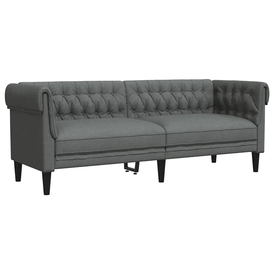 vidaXL Chesterfield-Sofa 3-Sitzer Dunkelgrau mit Stoffbezug und Massivholzrahmen B: 201,5 cm, H: 74,5 cm, T: 85,0 cm - Bild 2