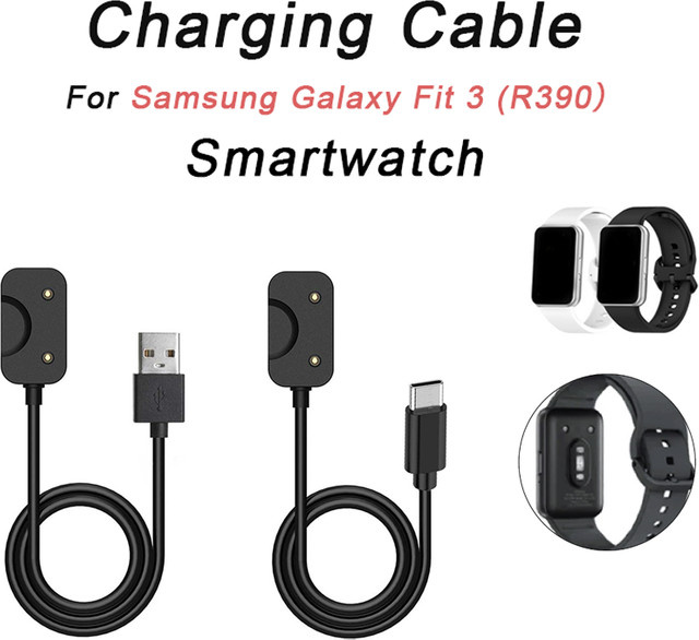 Samsung USB-C Ladekabel mit Dock-Adapter für Galaxy Fit 3 (SM-R390), Schwarz, 100 cm - Bild 1
