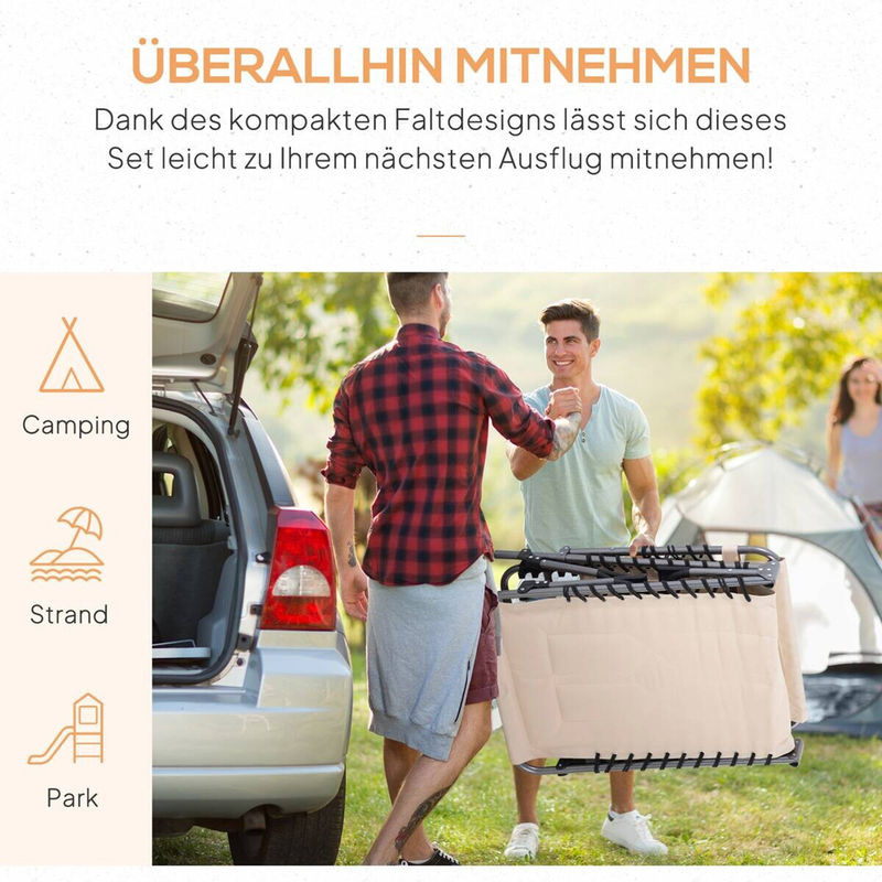 Outsunny Sonnenliege beige aus Polyester mit verstellbarer Kopfstütze und Gestell aus pulverbeschichtetem Stahl, B/H/L: 57 x 30 x 188 cm - Bild 3