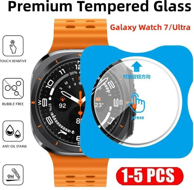 HUBANDE Displayschutz aus gehärtetem Glas für Samsung Galaxy Watch Ultra, 7, 6, 5, 4, 8 in Transparent - Bild 1