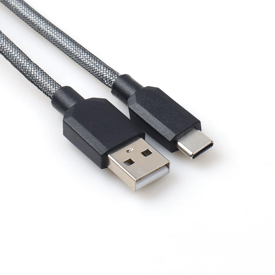 LANO Typ-C-auf-USB-Kabel mit doppelter Ummantelung und YC8 Aviator Anschluss für mechanische Tastaturen, Schwarz-Weiß - Bild 3