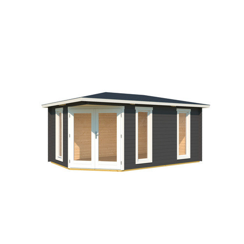 Lasita Blockbohlenhaus Edinburgh Gartenhaus in Grau mit Spitzdach und klassischem Design B/H/T: 448 x 246 x 322,3 cm - Bild 3