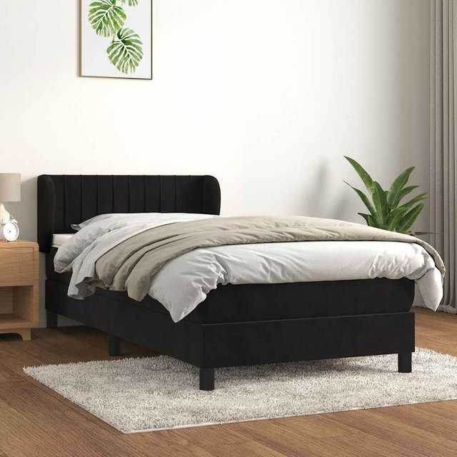 vidaXL Boxspringbett mit Matratze Schwarz Samt B/T/H: 90 x 200 cm - Bild 3