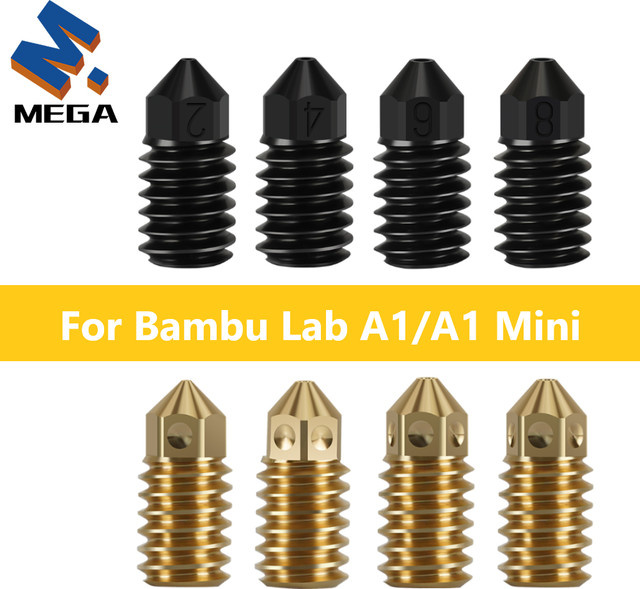 Bambu Lab Austauschbare Düsen für A1 und A1 Mini aus Hartstahl und Messing in 0,2 mm, 0,4 mm, 0,6 mm und 0,8 mm, Farbe: Gold - Bild 1