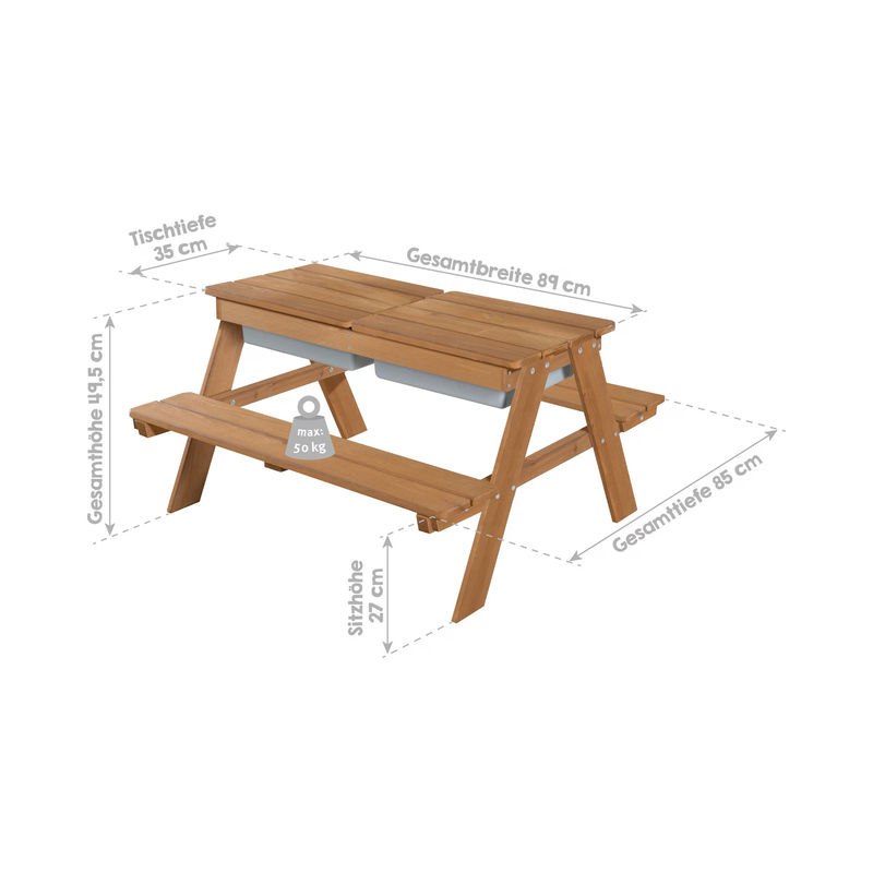Roba Kindersitzgruppe Play for 4 Outdoor Deluxe aus Massivholz in Braun - Bild 2