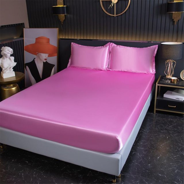 HomeHarmony Spannbettlaken Set aus Eisseide in Rosa mit 2 Kissenbezügen, kühlend und hautfreundlich - Bild 1