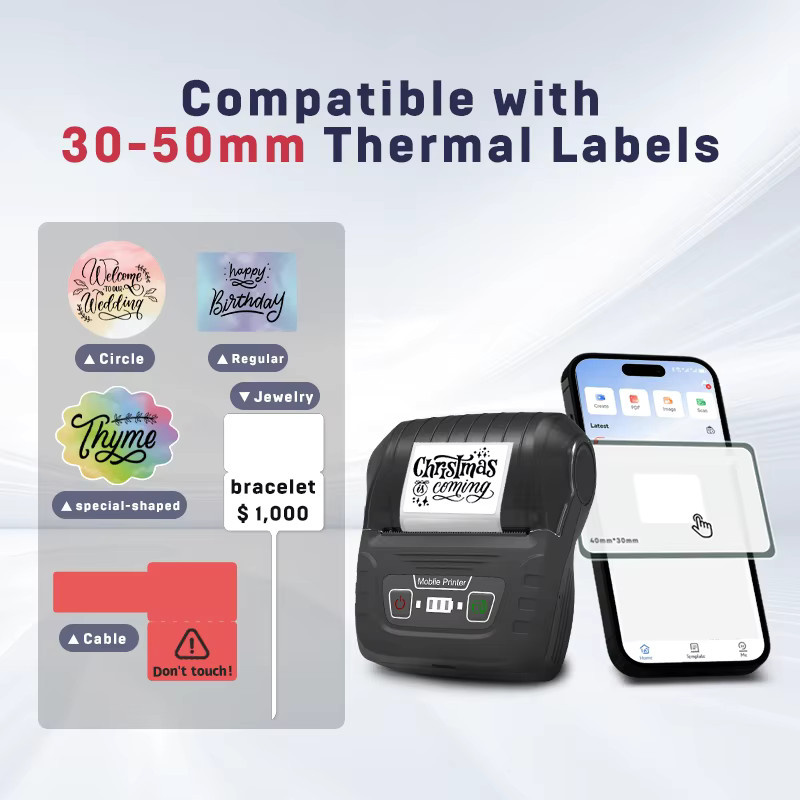 KAYSION Mini-Etikettendrucker – Tragbarer Bluetooth Thermo-Drucker für selbstklebende Aufkleber und Preisschilder - Bild 3