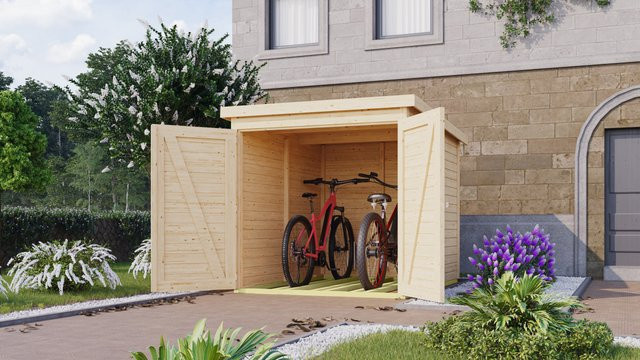 Karibu Fahrradgarage aus naturbelassener nordischer Fichte B/T/H: 162,5 x 216,5 x 250,0 cm - Bild 2