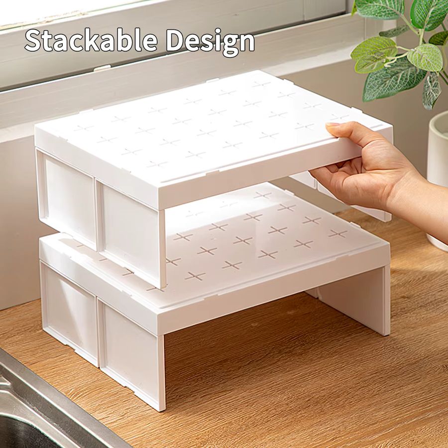 WORTHBUY Küchenregal Organizer aus Kunststoff für Tassen und Glasbecher, stapelbar und geschichtet - Bild 3