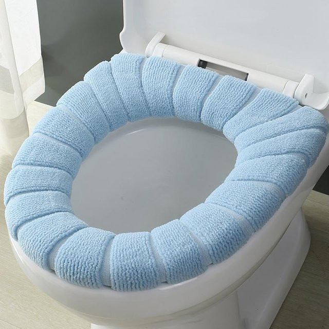 Binchi Outdoor Product Weiche Plüsch-Toilettensitzauflage mit Griffkissen und elastischem Band in Blau - Bild 1