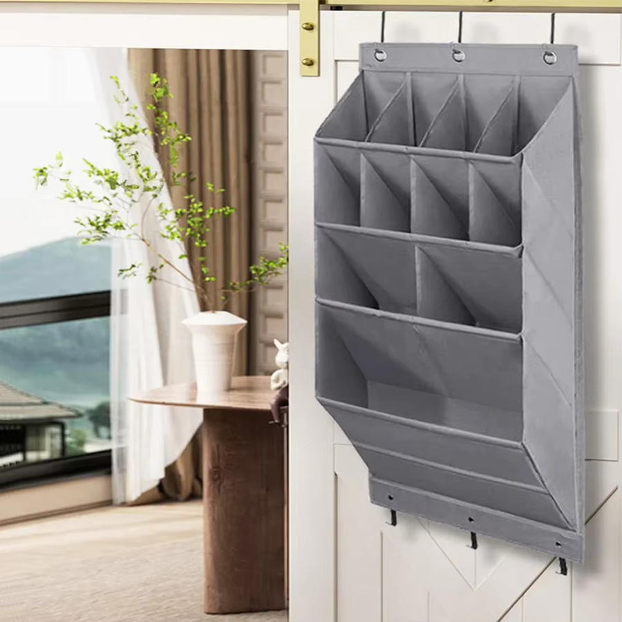 HOCOSHINE Wand-Organizer Hängetasche mit 11/12 Fächern in Grau zur Aufbewahrung von Schuhen und Kleinigkeiten für Schlafzimmer und Badezimmer - Bild 2