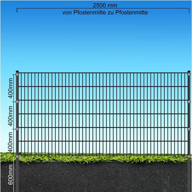 Fa-Bausysteme Doppelstabzaun mit Plättchen in Anthrazit, Höhe: 1230 mm, Gesamtlänge: 37,5 m - Bild 1