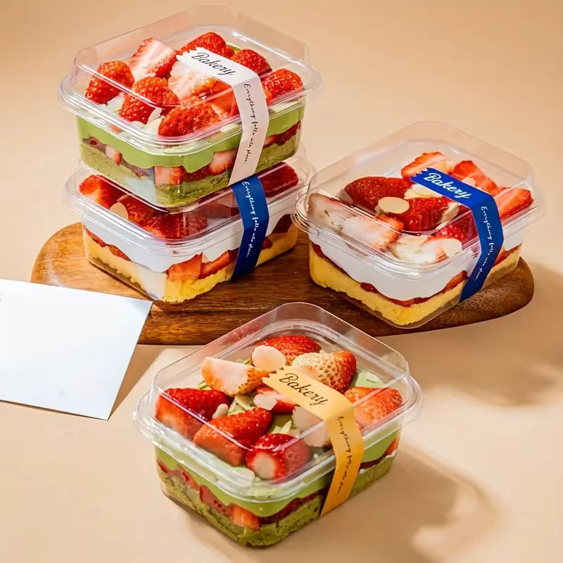 Transparente Einweg Dessertboxen aus Kunststoff für Torte, Mousse oder Kuchen, ideal für Hochzeiten und Partys - Bild 3