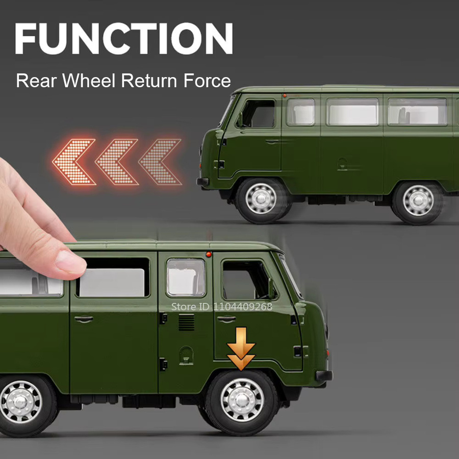 RMZ city UAZ Traveler Automodell, Maßstab 1:18, Metall, Licht und Sound - Bild 4