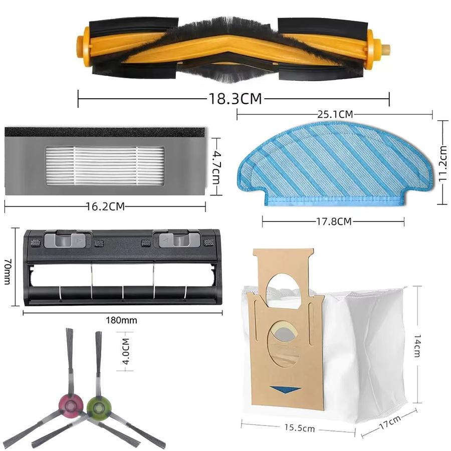 Ecovacs Ersatzteil-Set für Deebot T9 AIVI, N8 Pro, N9, N10 Plus und T8 AIVI bestehend aus Hauptseitenbürste, Filter und Staubbeuteln - Bild 2