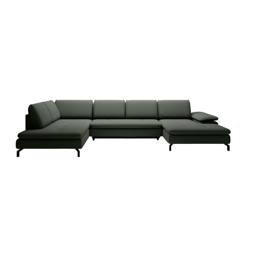 Vente-unique Schlafsofa Archibald in L-Form mit Schlaffunktion, Farbe Grün, Strukturstoff - Bild 2