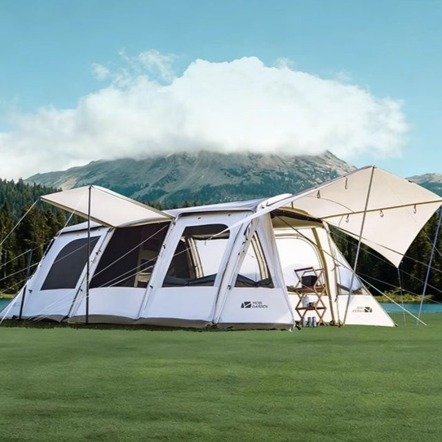 MDNG Multifunktionales Raumtunnelzelt faltbar und tragbar mit zwei Schlafzimmern und einem Wohnzimmer für das Camping im Außenbereich - Bild 1