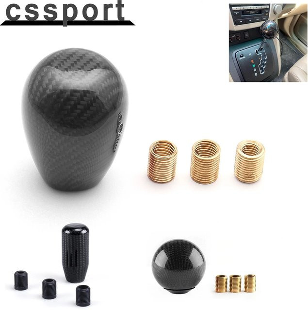 CSSPORT Universal manueller Schaltknauf aus Kohlefaser in Schwarz, ovales Design im JDM-Stil mit 3 Adaptern für die meisten Autos - Bild 1