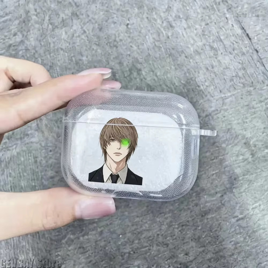 Transparente Death Note Anime TPU-Schutzhülle für Apple AirPods 4 Pro und AirPods 3 mit Mikami Teru und Yagami Light Design - Bild 1
