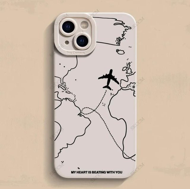 Yiran Handyhülle mit Flugzeugrouten-Design aus weichem Silikon für iPhone, Farbe: Weiß - Bild 1