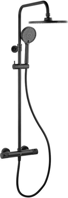 Swiss Aqua Technologies Duschsystem Rain mit Thermostatarmatur, Regendusche und Handbrause, Matt Schwarz, Durchmesser: 23 cm - Bild 1