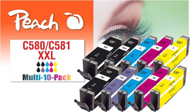 Peach C580 XXL Druckerpatronen Set XL (wiederaufbereitet) ersetzt Canon PGI-580XXL und CLI-581XXL für Canon Pixma TS 8350 und TS 8351a - Bild 1