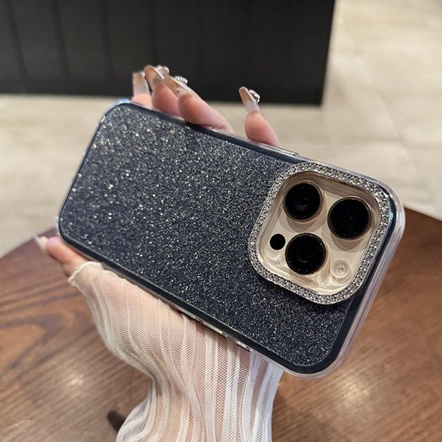 Transparente Silikon-Handyhülle mit Glitzer-Effekt für Apple iPhone 11 bis iPhone 16 Pro Max Plus, stoßfest und luxuriös in Transparent/Blau - Bild 1