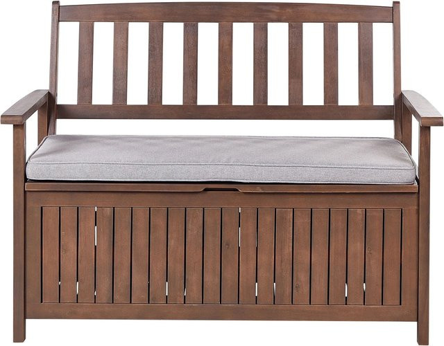 Beliani Gartenbank SOVANA aus Akazienholz in Hellgrau und Braun, B/T/H: 120 x 60 x 91 cm - Bild 1
