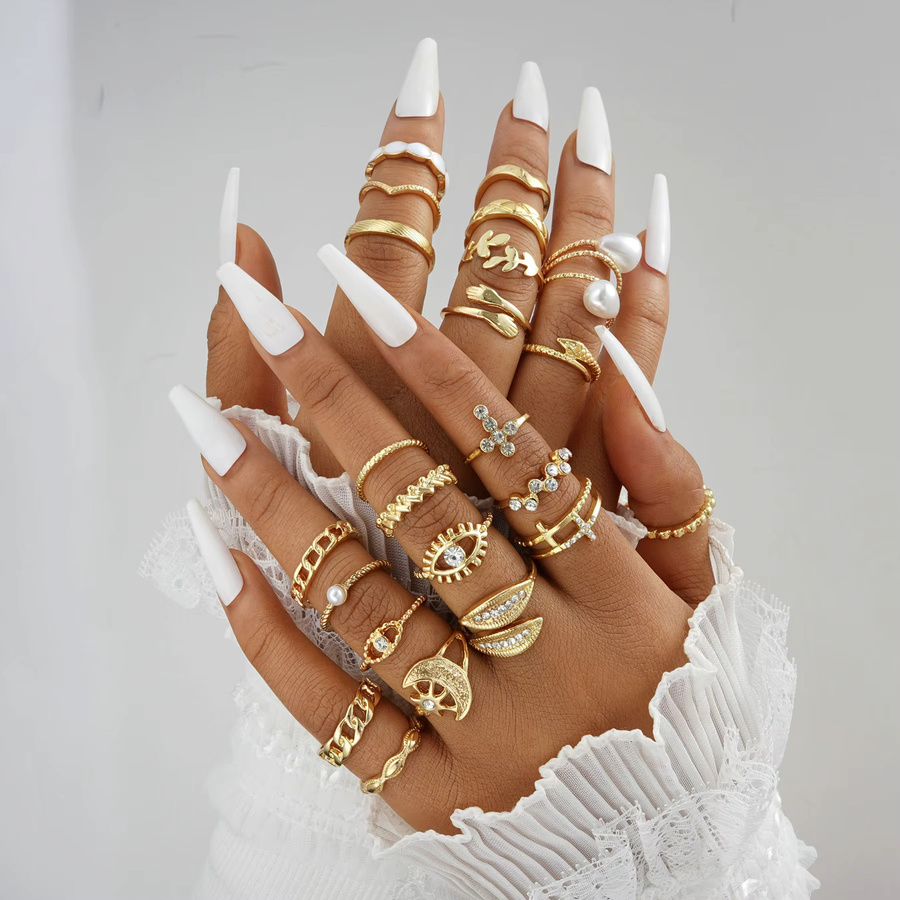 DAIPAN Knuckle Ringe Set, Gold, Bohemian, Damen - Bild 1