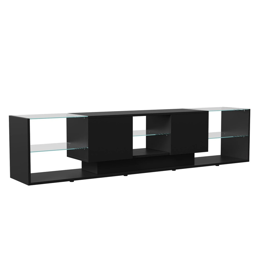 PXloue TV Schrank Schwarz mit LED und Stauraum B/T/H: 200 x 35 x 45 cm - Bild 2