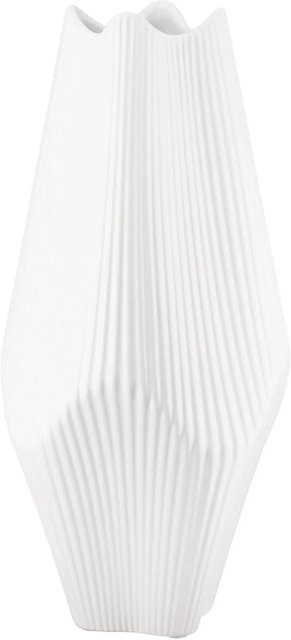 Gilde Vase Lamellen Weiß Keramik Höhe: 30 cm, Breite: 15 cm, Tiefe: 15 cm - Bild 1