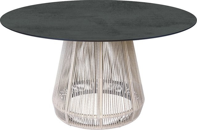 Stern Tisch Rhoda Rund Ø 134 cm Aluminium Greige Kordel mit Silverstar 2.0 Zement Tischplatte - Bild 1