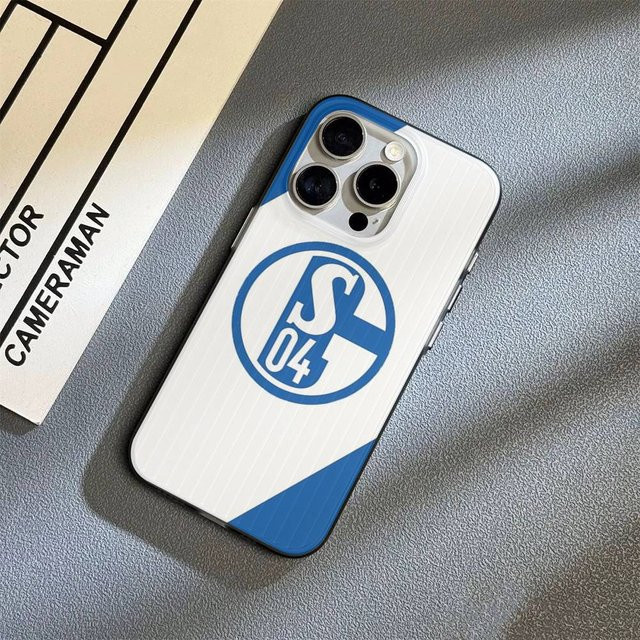 S-Schalke 04 Handyhülle für iPhone 11 bis iPhone 17 Pro Max Plus Pro in Weiß mit geriffeltem Wellen-Design aus Silikon - Bild 1