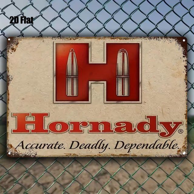 Hornady Vintage Metall-Blechschild in Rot-Weiß als Wanddekoration für Garage und Männerhöhle, B/H: 30 x 20 cm - Bild 1