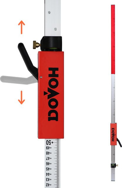 DOVOH Laser-Nivellierstab aus Aluminium mit Schnellverschluss-Schieber für Laserempfänger, rot, verstellbar bis 2,4 m - Bild 1
