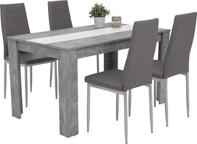 Tischgruppe Hela Helene in Grau mit Betonoptik und Metall, B/H/T: 140 x 76 x 80 cm - Bild 1