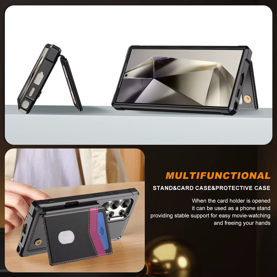 Stoßfeste Handyhülle mit Flip-Kartenhalter für Samsung Galaxy S25 Edge S24 FE S23 S22 Ultra Plus A17 A56 A55 A36 A16 A15 in Schwarz und Blau - Bild 5